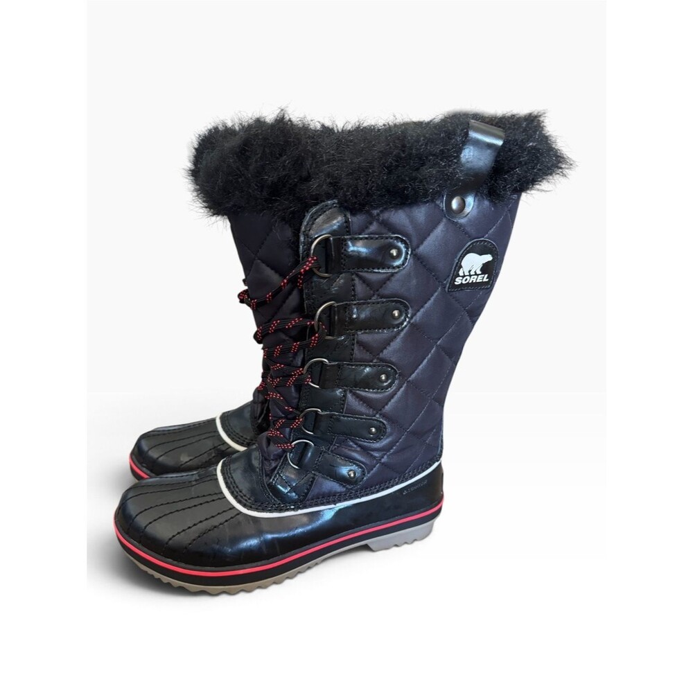 Sorel Women's Black Quilted Winter Boot with Fur Trim